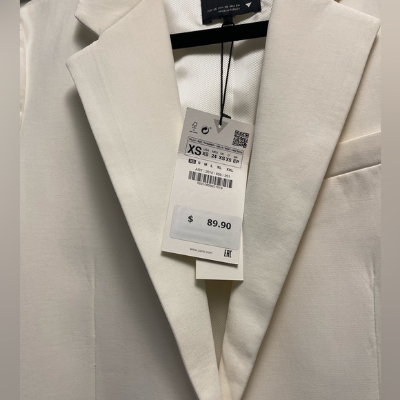 NWT Zara Straight Cut Blazer in Oyster White - Picture 4 of 4